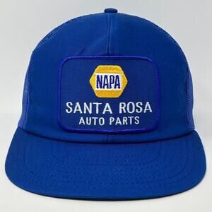 Vintage 80s NAPA Auto Parts Santa Rosa Trucker Hat Baseball Cap Snapback Blue